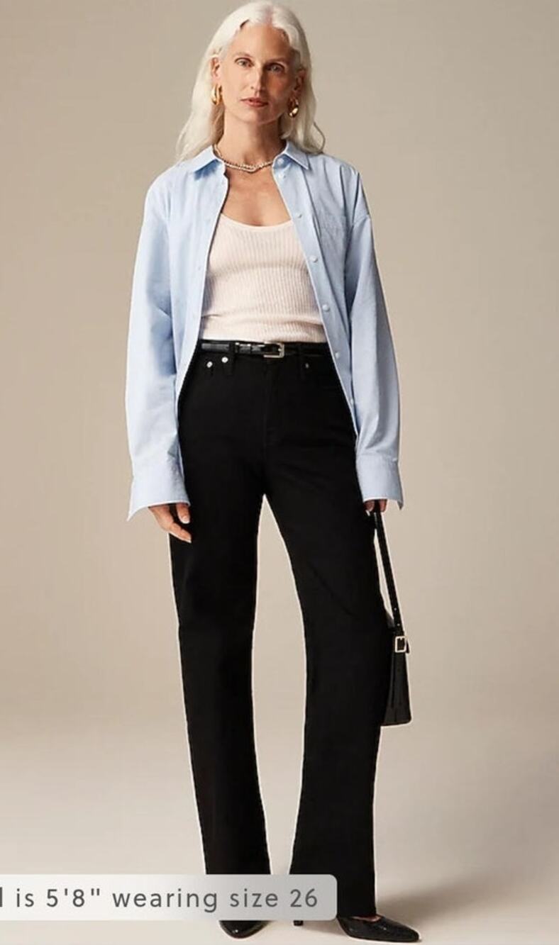 NWT J. Crew Petite Full-length Slim-wide Jean 1996 Semi-stretch Black 28P